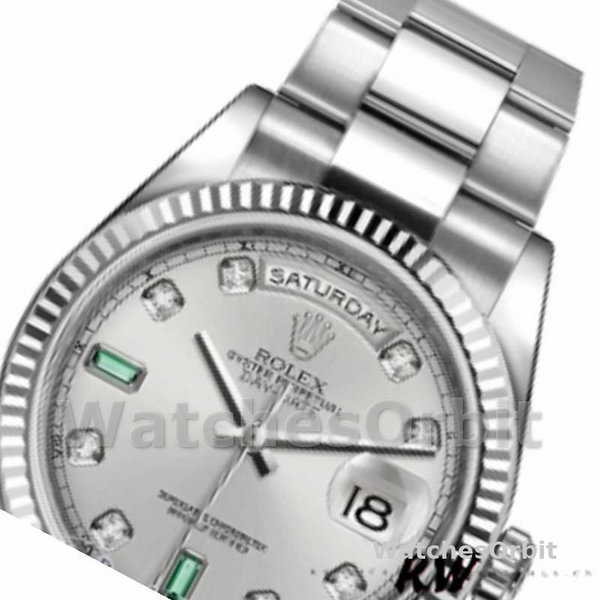 Replica Rolex Day-Date 36mm unisex-118239-Rhodium Grijze wijzerplaat-Wit goud Rhodium<br />