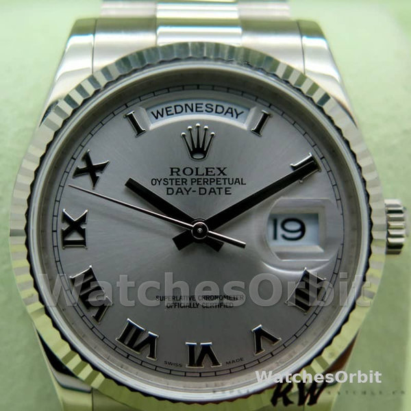 Unisex's Rolex Day-Date 36mm Unisex-118239-Rhodium Roman Dial-White Gold Rhodium