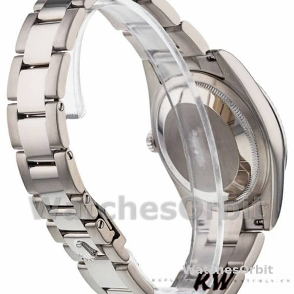 Replica Rolex Day-Date 36mm Unisex-118239-Witgoud-Blauwe Wijzerplaat-Gefleerde Ring Blauw