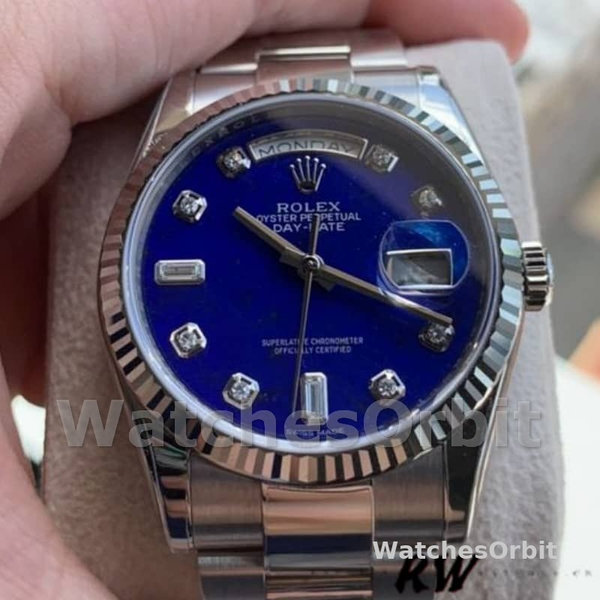 Replica Rolex Unisex's Day-Date 36mm Unisex-118239-Witgoud-Diamond-Lapis Lazuli Blauwe Wijzerplaat