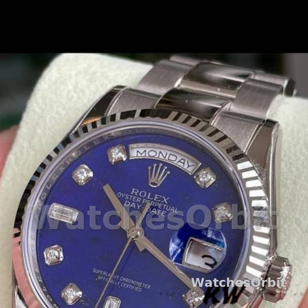 Replica Rolex Unisex's Day-Date 36mm Unisex-118239-Witgoud-Diamond-Lapis Lazuli Blauwe Wijzerplaat
