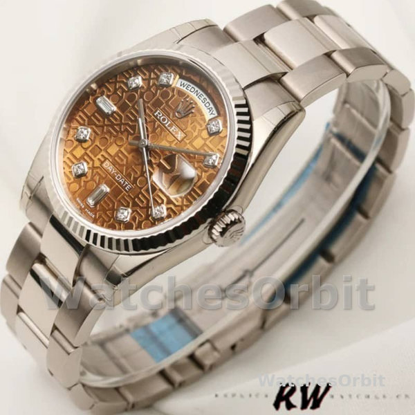 Unisex's Rolex Day-Date 36mm Unisex-118239-White Gold-Jubilee-Chocolate Brown Dial Brown