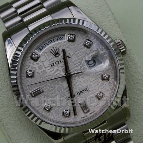 Unisex's Rolex Day-Date 36mm Unisex-118239-White Gold-Jubilee-Silver Dial Silver