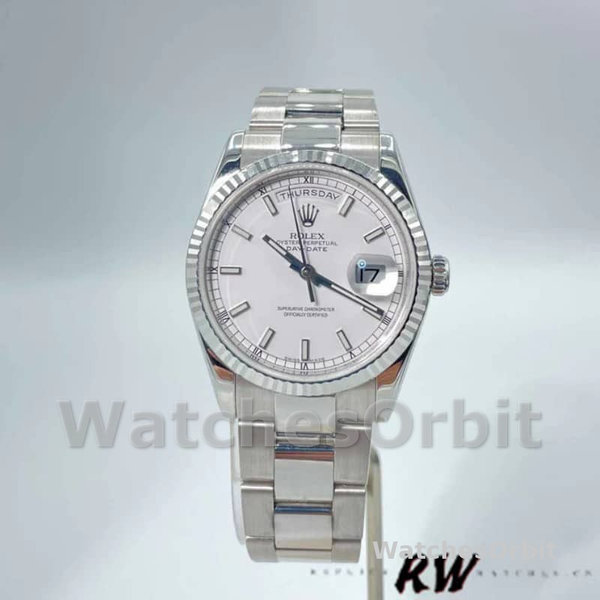 Unisex's Rolex Day-Date 36mm Unisex-118239-White Gold-White Dial White