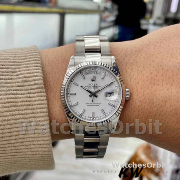 Rolex Day-Date 118239 White Gold White Dial 36mm Unisex Replica Watch