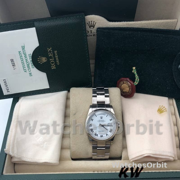 Replica Rolex Day-Date 36mm Unisex-118239-Witgoud-Witte Romeinse Cijfer Wijzerplaat Wit<br />