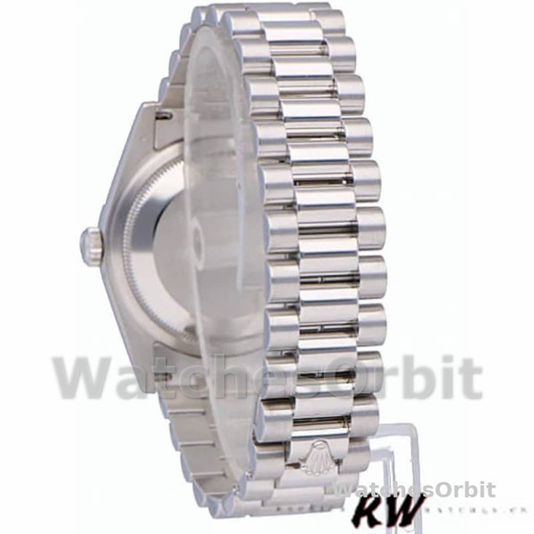Replica Rolex Day-Date 36mm voor heren-118296-Platina-MOP Witte wijzerplaat-Diamant MOP