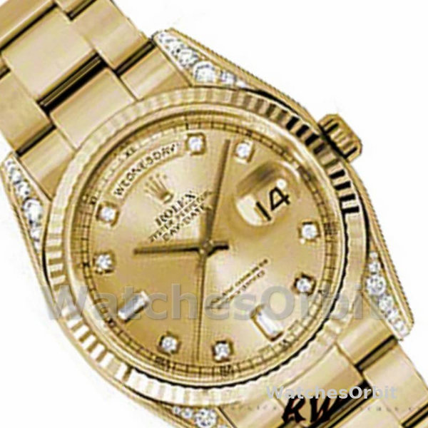 Replique Rolex Day-Date 36mm Unisex-118338-Champagne Cadran Diamants Champagne