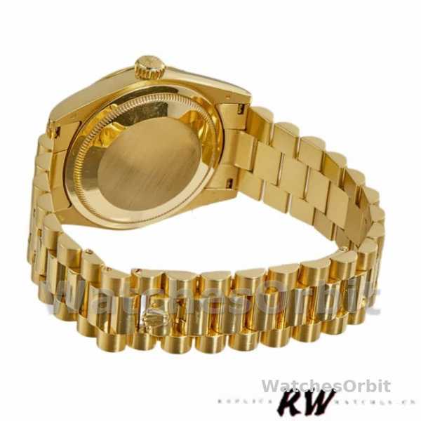 Replique Rolex Day-Date 36mm Unisex-118338-Champagne Cadran romain Lunette diamant Champagne