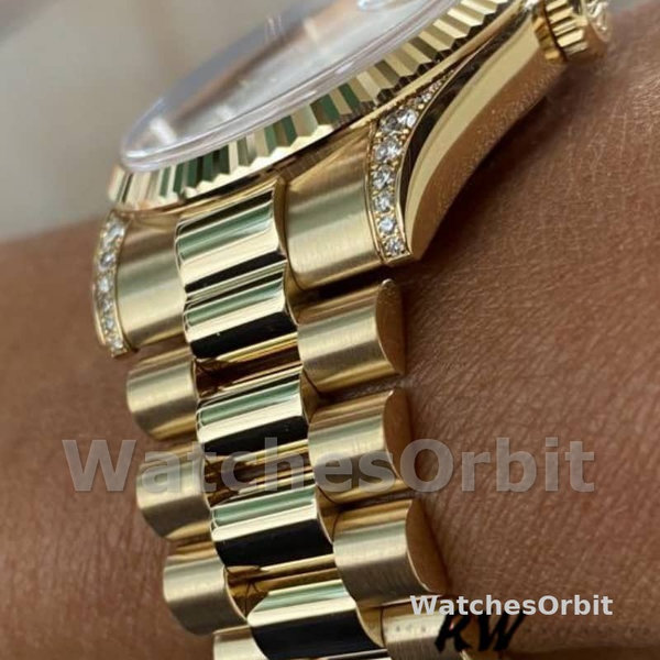 Replique Rolex Day-Date 36mm Unisex-118338-Or jaune-Champagne Cadran Diamants Champagne