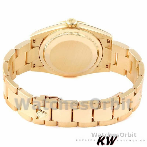 Replique Rolex Day-Date 36mm Unisex-118338-Or jaune-argent Cadran diamant Argent