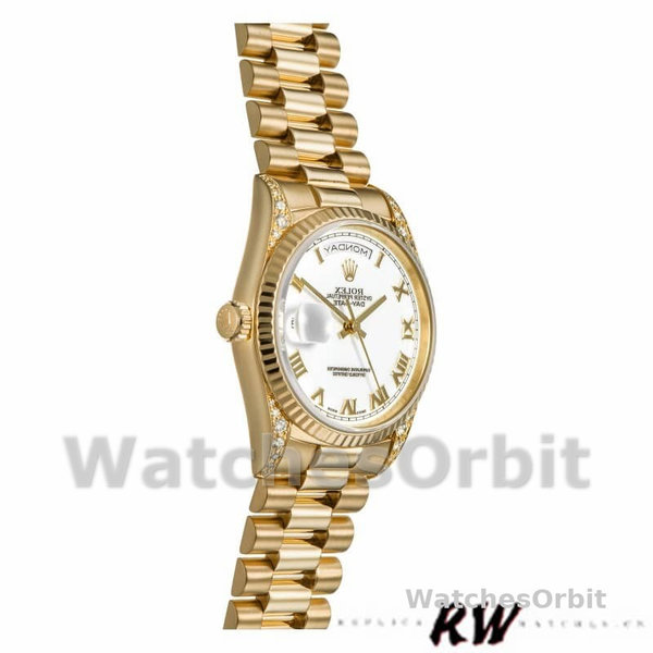 Replique Rolex Day-Date 36mm Unisex-118338-Or jaune Cadran romain blanc Blanc<br />