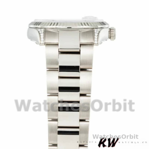 Replique Rolex Day-Date 36mm Unisex-118339-Or blanc Cadran blanc Lunette cannelée blanc<br />