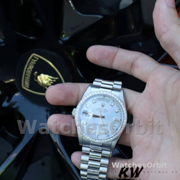 Replique Rolex Day-Date 36mm Unisex-118346-Cadran Bleu Glace Bleu Glace