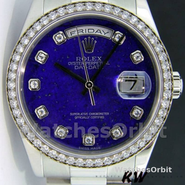 Replique Rolex Day-Date 36mm Unisex-118346-Lapis Lazuli Cadran Bleu Bleu unisexe