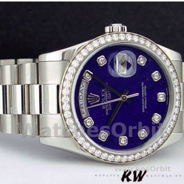 Replique Rolex Day-Date 36mm Unisex-118346-Lapis Lazuli Cadran Bleu Bleu unisexe