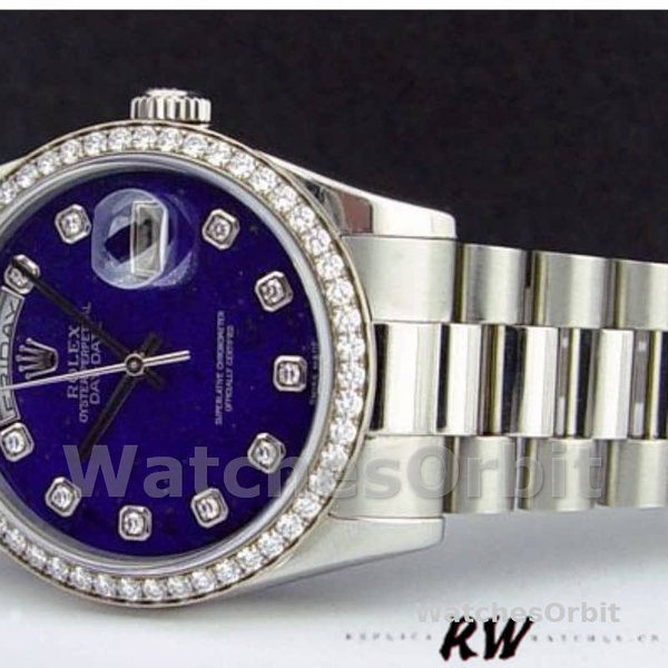 Replique Rolex Day-Date 36mm Unisex-118346-Lapis Lazuli Cadran Bleu Bleu unisexe