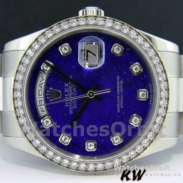 Replique Rolex Day-Date 36mm Unisex-118346-Lapis Lazuli Cadran Bleu Bleu unisexe