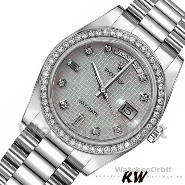 Replique Rolex Day-Date 36mm Unisex-118346-Oxford Motif Diamant Cadran Météorite<br />