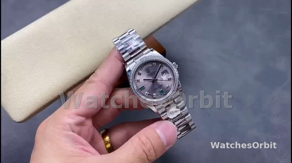 Replique Rolex Day-Date 36mm Unisex-118346-Rhodium Grey Dial Rhodium Grey