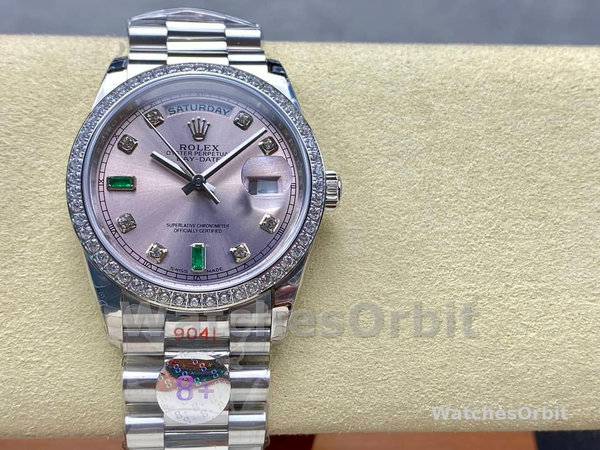 Replica Rolex Day-Date 36mm Unisex-118346-Rhodium Grey Dial Rhodium Grey