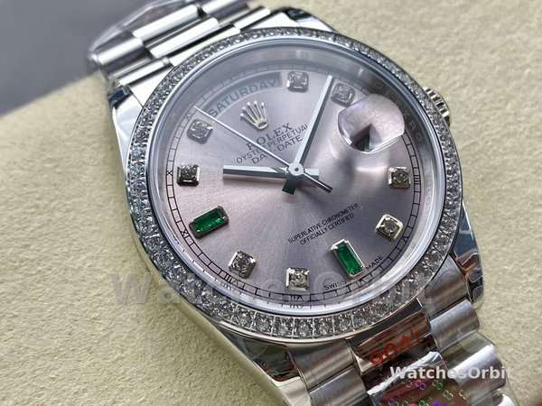Replica Rolex Day-Date 36mm Unisex-118346-Rhodium Grey Dial Rhodium Grey