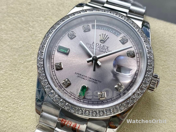 Replica Rolex Day-Date 36mm Unisex-118346-Rhodium Grey Dial Rhodium Grey