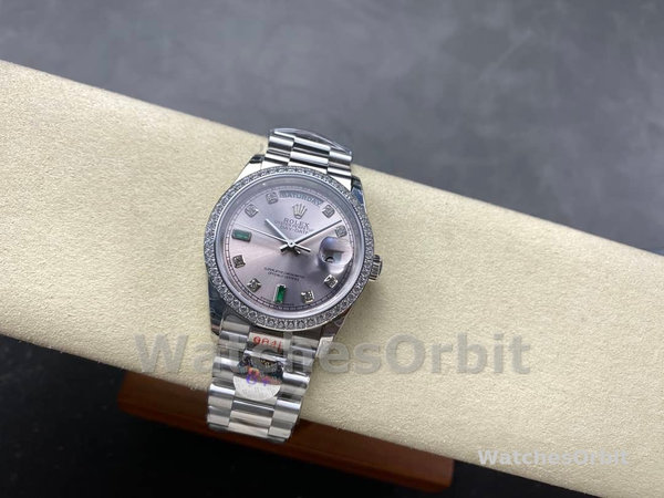 Replica Rolex Day-Date 36mm Unisex-118346-Rhodium Grey Dial Rhodium Grey