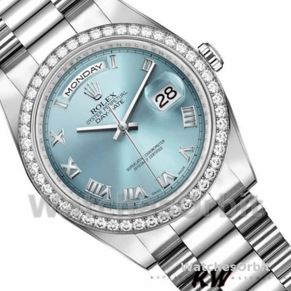 Replique Rolex Day-Date 36mm Unisex-118346-Roman-Ice Blue Dial Ice Blue