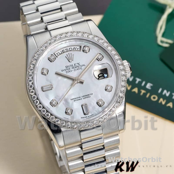 Replique Rolex Day-Date 36mm Unisexe-118346-Cadran blanc MOP MOP pour unisexe