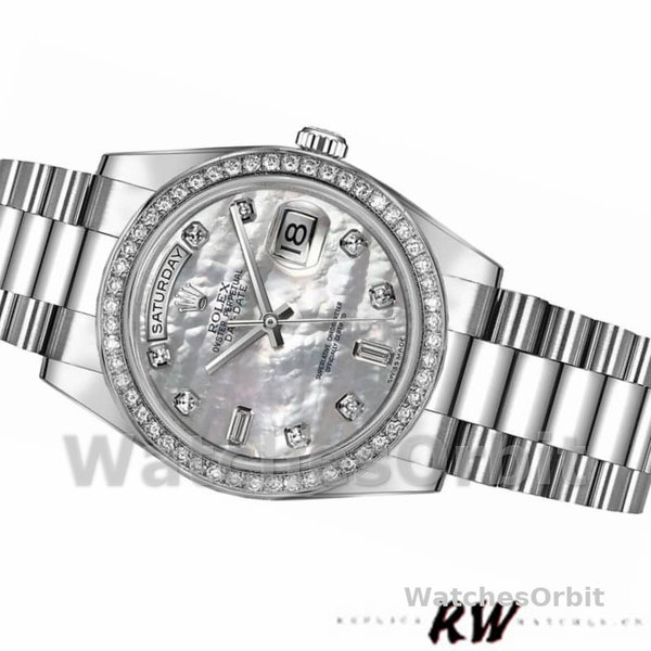 Replique Rolex Day-Date 36mm Unisexe-118346-Cadran blanc MOP MOP pour unisexe