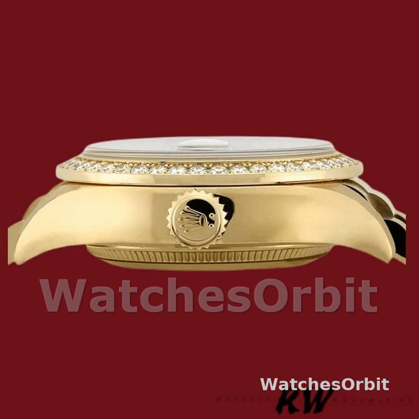 Replica Rolex Day-Date 36mm voor heren-118348-Champagne wijzerplaat-gelig goud