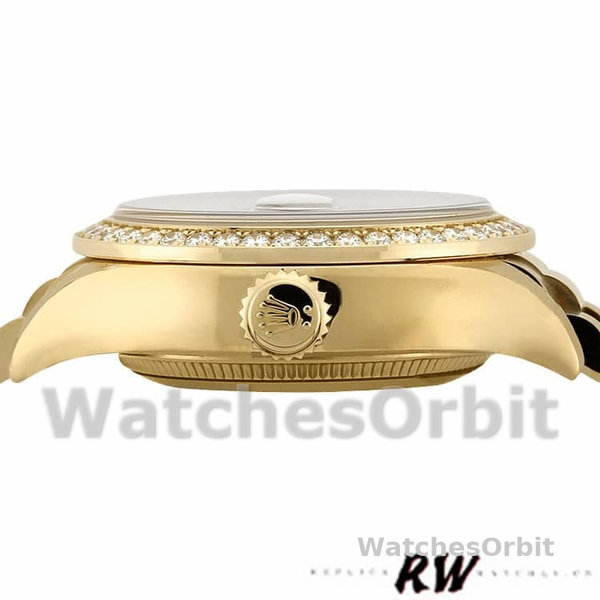Replica Rolex Day-Date 36mm Unisex-118348-Chocoladebruine wijzerplaat-Geel Goud Chocoladebruin<br />