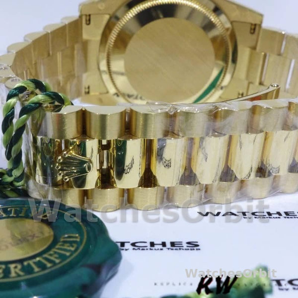 Replica Rolex Day-Date 36mm unisex-118348-Green Dial-Yellow Gold Green