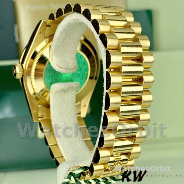 Replica Rolex Day-Date 36mm Unisex-118348-Green Diamond Dial-Geel Gold Green