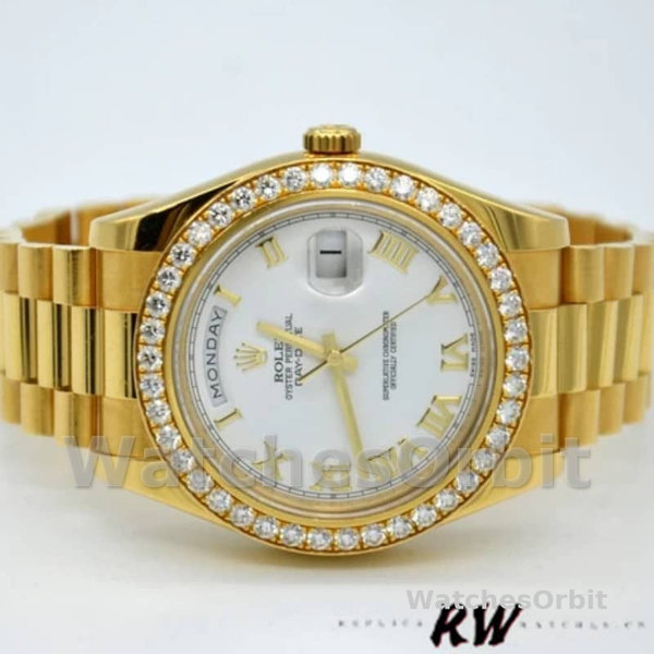Replica Rolex Day-Date 36mm Unisex-118348-Witte Romeinse cijfers Wijzerplaat Wit<br />