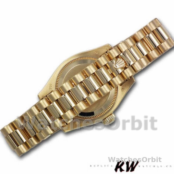 Replica Rolex Day-Date 36mm Unisex-118348 Geelgoud-Zwarte Diamanten Wijzerplaat Zwart<br />