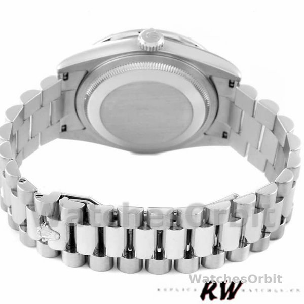 Replique Rolex Day-Date 36mm Unisex-118366-Cadran bleu glacier-Colonne diamant Bleu glacier