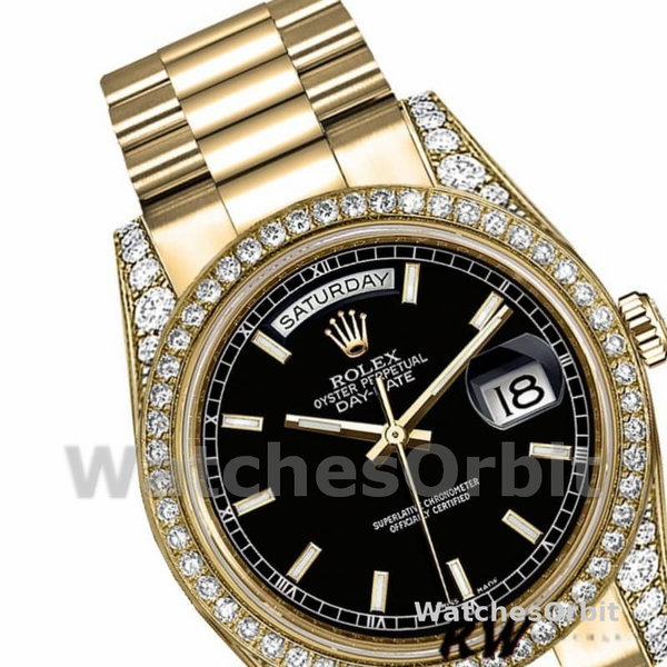 Replica Rolex Day-Date 36mm Unisex-118388-Zwarte Index Dial Zwart