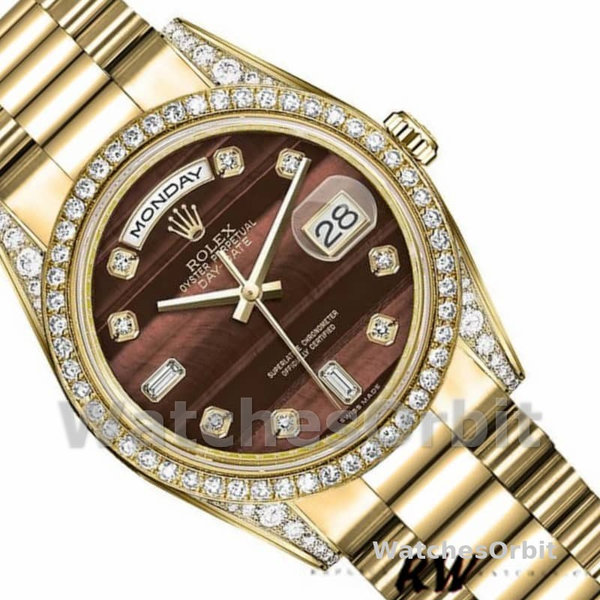 Replica Rolex Day-Date 36mm Unisex-118388-Bull's Eye-Bruine wijzerplaat Bruin<br />