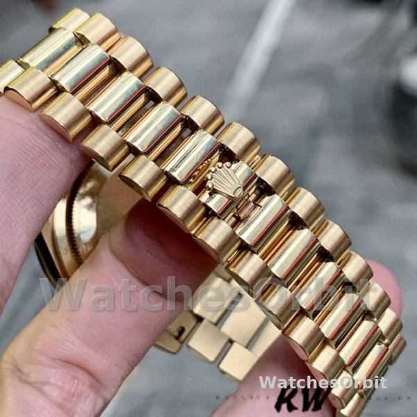 Replica Rolex Unisex's Day-Date 36mm Unisex-118388-Champagne Diamond Dial-Geel Goud