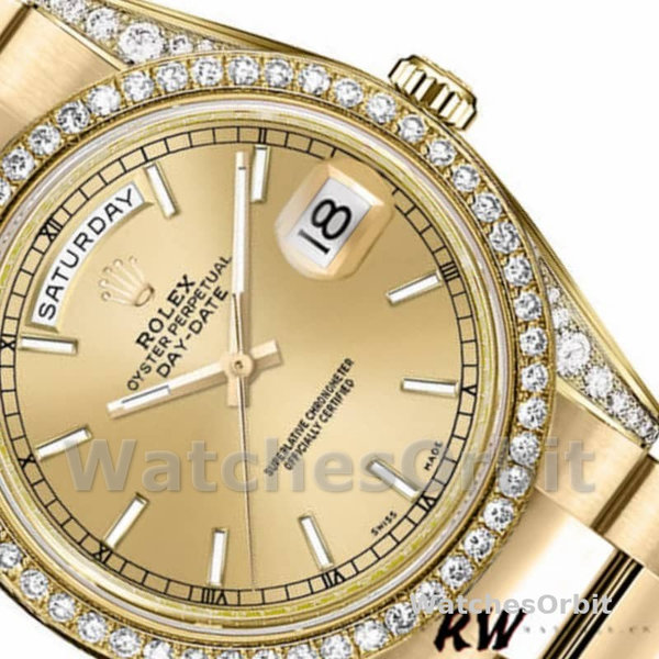 Replica Rolex Day-Date 36mm Unisex-118388-Champagne Index Dial Champagne
