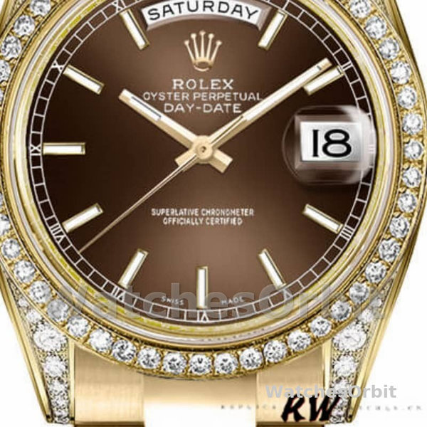 Replica Rolex Day-Date 36mm Unisex-118388-Chocoladebruine wijzerplaat Chocoladebruin <br />