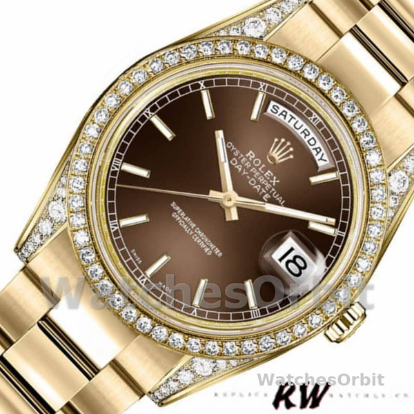 Replica Rolex Day-Date 36mm Unisex-118388-Chocoladebruine wijzerplaat Chocoladebruin <br />