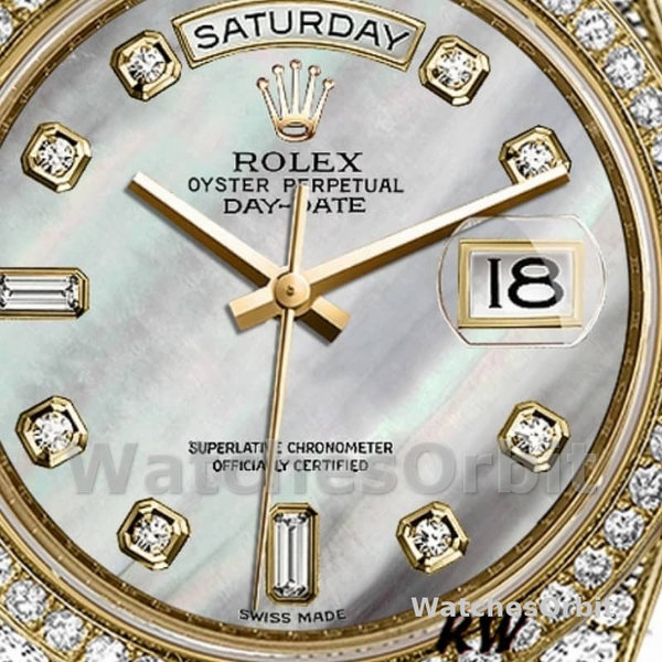 Replica Rolex Day-Date 36mm Unisex-118388-Witte Parelmoer-Diamant wijzerplaat MOP
