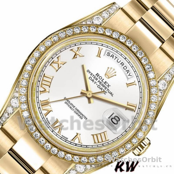 Replica Rolex Day-Date 36mm Unisex-118388-Witte Romeinse cijfers Wijzerplaat Wit<br />
