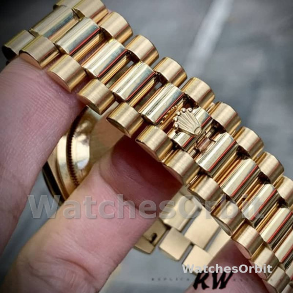 Replica Rolex Day-Date 36mm Unisex-118388 Geelgoud-Zwarte Diamant Robijnen Wijzerplaat Zwart