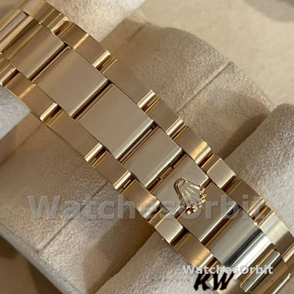 Replica Rolex Day-Date 36mm Unisex-118388 Geelgoud-Zwarte Index Dial Zwart