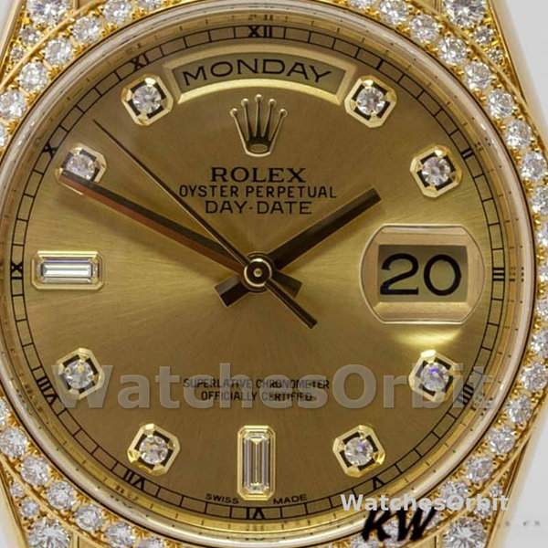 Replica Rolex Day-Date 36mm Unisex-118388 Geelgoud-Kampagne wijzerplaat Champagne