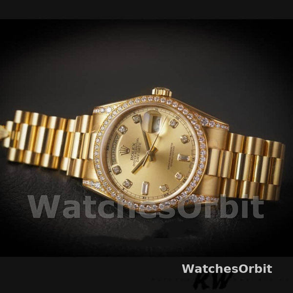 Replica Rolex Day-Date 36mm Unisex-118388 Geelgoud-Kampagne wijzerplaat Champagne